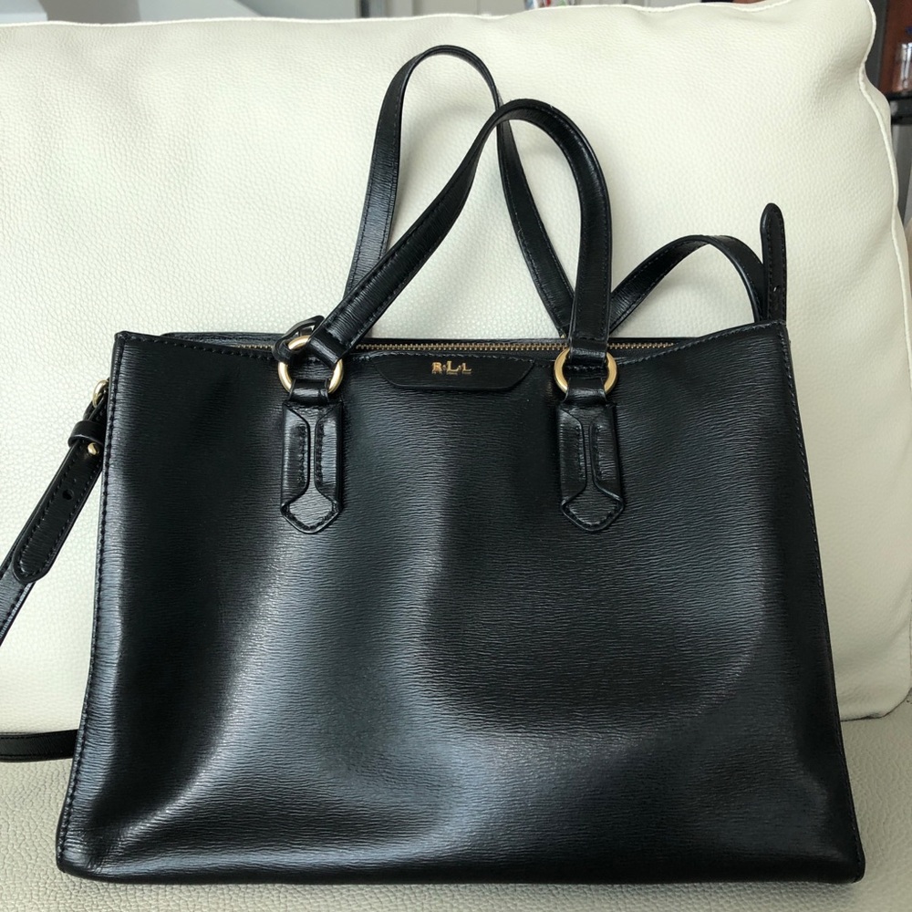 Ralph Lauren Black Saffiano Leather Satchel